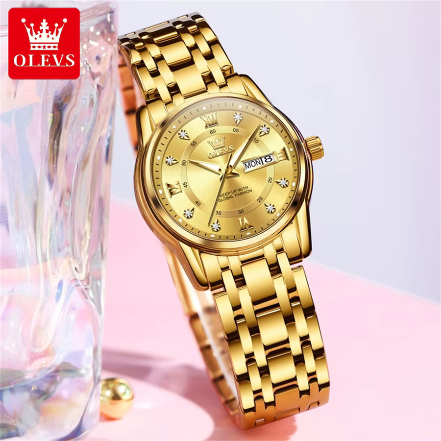 OLEVS Armbanduhr Quarz, Edelstahl, Gold, Damen - Bild 2