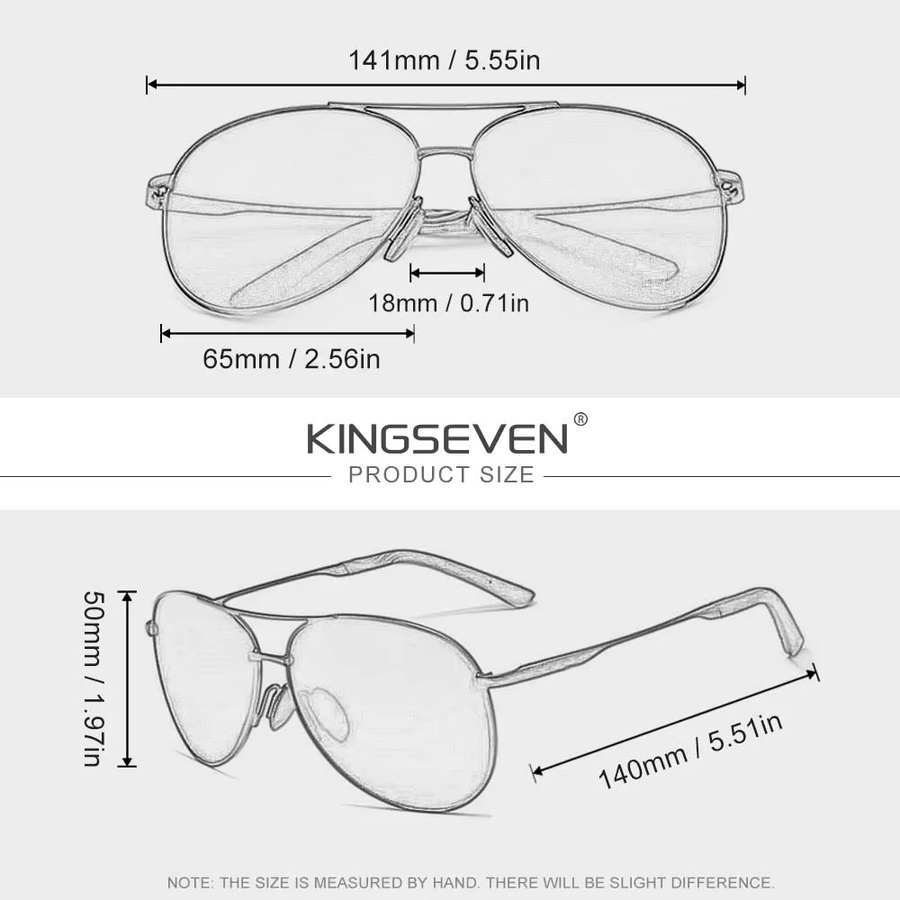 KINGSEVEN Sonnenbrille Aviator, Vollrand, Metall, Schwarz, Unisex - Bild 3