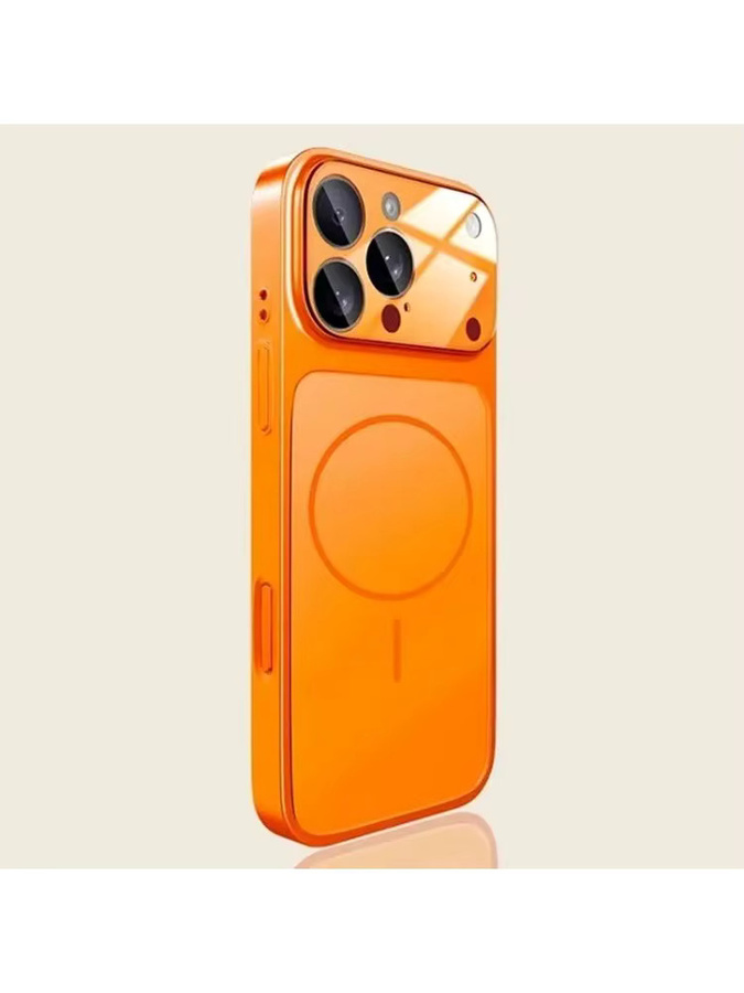 Luxuriöse matte Acryl-Handyhülle mit magnetischer Stoßstangen-Rückseite für iPhone 11 bis iPhone 17 Pro Max in Gold und Orange - Bild 2
