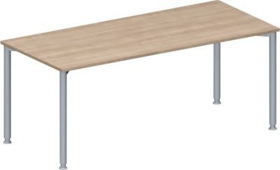 Schäfer Shop Genius Konferenztisch MODENA FLEX, rechteckig, Eiche-Dekor und Weißaluminium, B/T/H: 180 x 80 x 72-84 cm