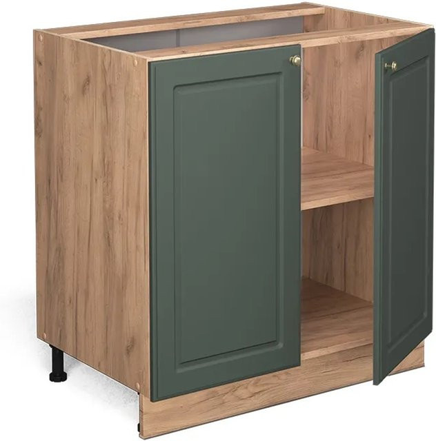 Vicco Spülenunterschrank Fame-Line in Grün und Eiche mit Regal im Landhausstil, B/T/H: 80 x 60 x 82 cm - Bild 1