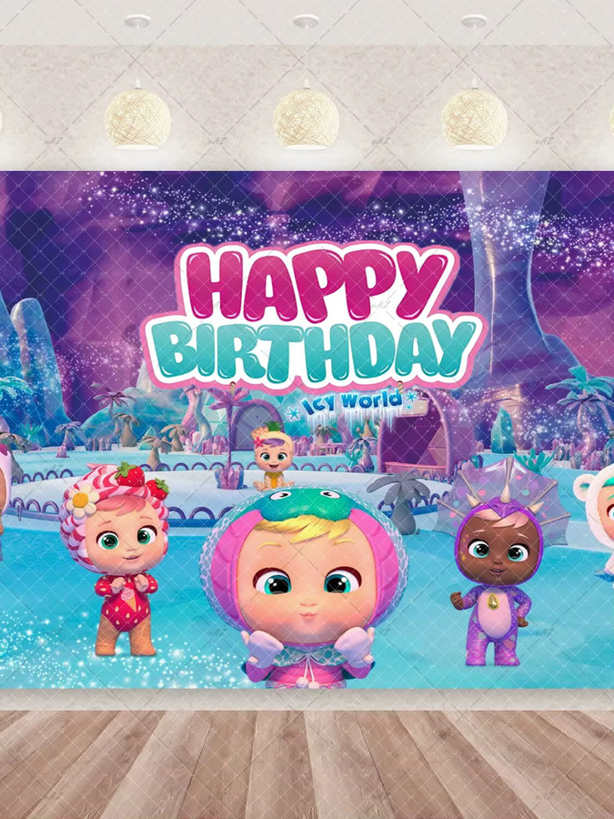 MINISO Cry Babies Wanddekoration für Kinderzimmer und Party als Hintergrund für Geburtstag oder Baby Shower, mehrfarbig, rechteckig - Bild 3