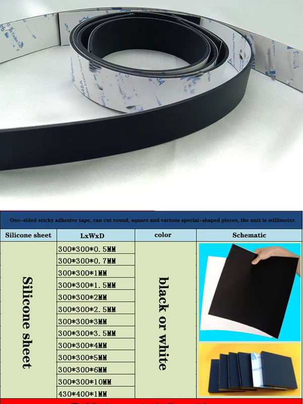 Selbstklebende Silikonkautschukplatte als rutschfeste Hochtemperaturmatte in Schwarz oder Weiß, Dicke: 0,5 mm bis 3 mm - Bild 2