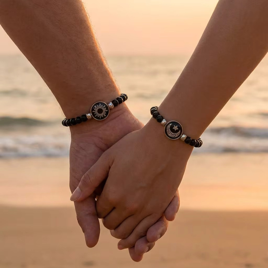 BELLA-Bee Armbänder, Sonne-Mond-Paar, schwarze Perlen, Damen - Bild 2