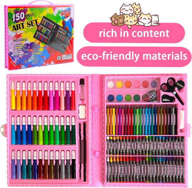 Kunstset mit Staffelei, rosa, 150-teiliges Set, ab 3 Jahren - Bild 1