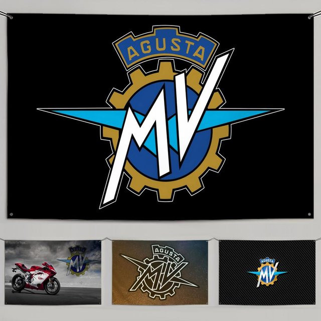 MV A-Agusta Stoffflagge in Schwarz und Multicolour, minimalistisches Gartenbanner für den Außenbereich, Rechteckig, Breite: 80 cm - Bild 1