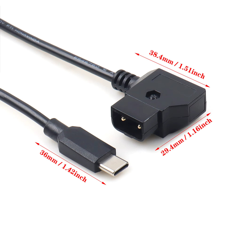 LANO D-Tap auf USB-C Stromkabel in Schwarz, 20AWG, Länge: 61 cm - Bild 2