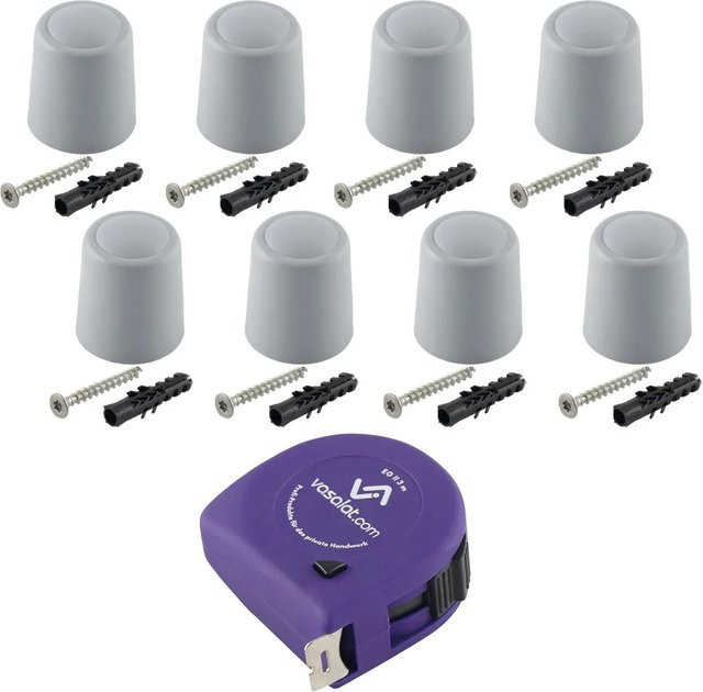 vasalat Set Türstopper für Boden und Wand zum Schrauben, Grau, Durchmesser: 30 mm, Höhe: 32 mm - Bild 1