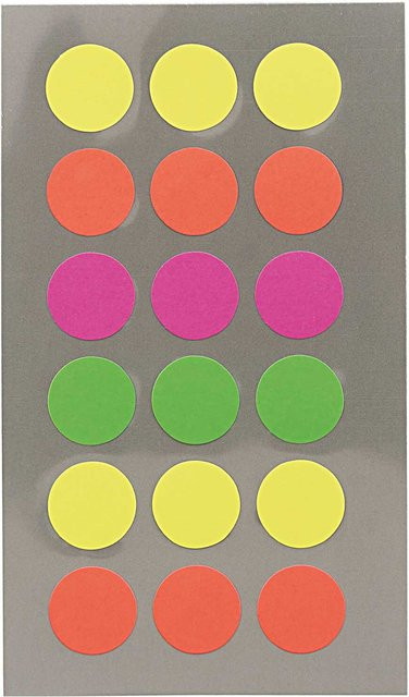 Rico Design Paper Poetry Office Sticker Punkte in Neonmix, Durchmesser: 15 mm, 4 Bogen - Bild 1