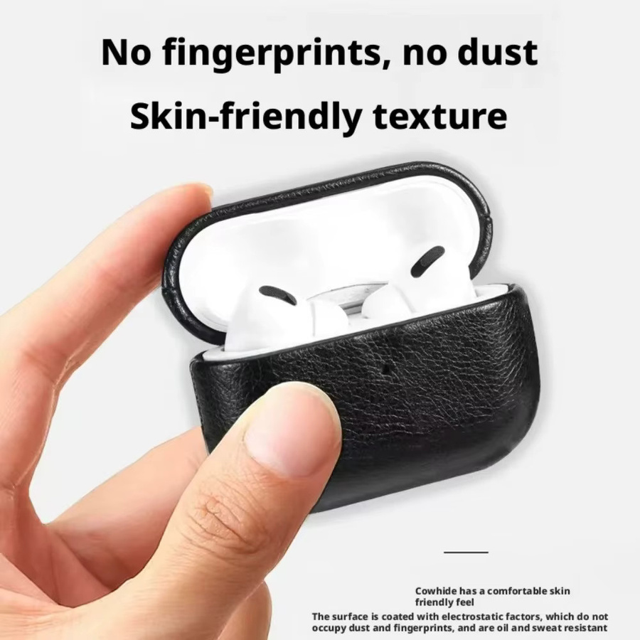 Luxus Ölwachs Crazy Horse Leder Hülle für Apple AirPods Pro, AirPods 4 3 2 1, Business Kopfhörerschutzhülle in Braun oder Schwarz - Bild 4