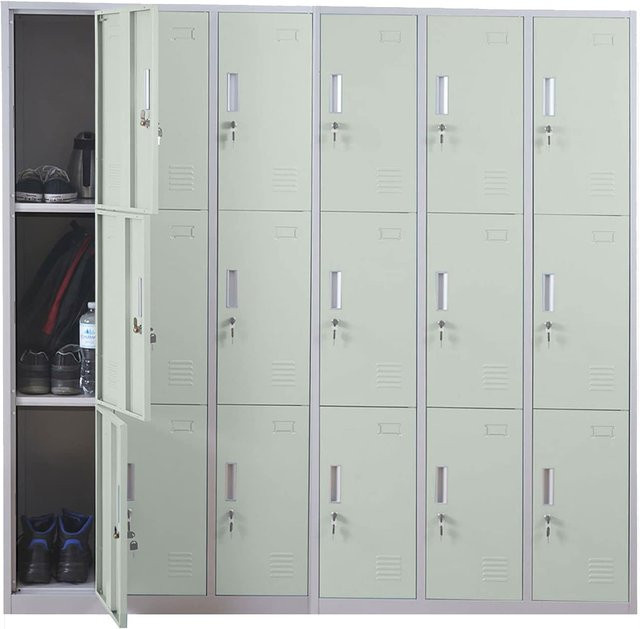MCW Schließfachschrank Preston T829 aus Metall mit 18 Fächern in Grün - Bild 1