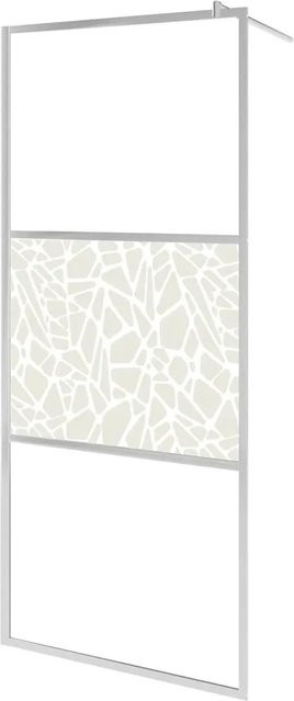 vidaXL Duschwand für begehbare Dusche aus ESG-Glas in Steindesign, Farbe: Grau/Silber, B: 115 cm, H: 195 cm - Bild 1