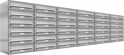 AL Briefkasten für 36 Parteien, Aufputzmontage, silberfarben, B/H/T: 229,8 x 69 x 27,5 cm - Bild 1