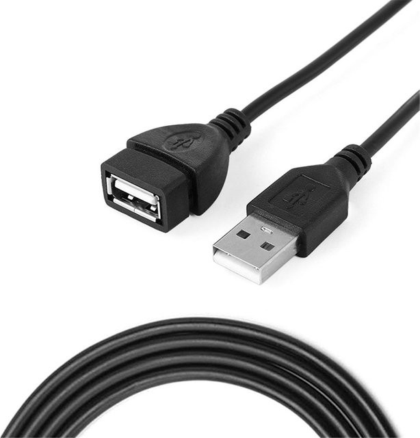 USB 2.0 A Stecker auf USB A Buchse Daten und Ladekabel Verlängerung Schwarz - Bild 1