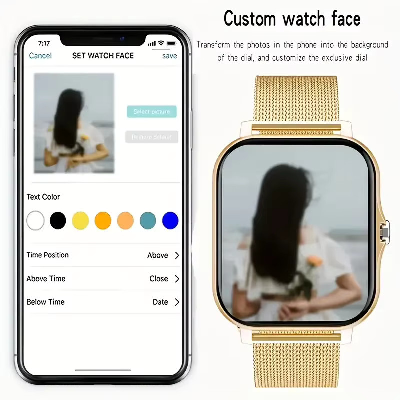 KESHUYOU Smartwatch mit 1,83 Zoll Display für Android und iOS, Schlafüberwachung und Aktivitätsverfolgung, Schwarz/Gold - Bild 6