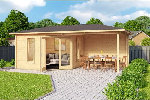 Mr. GARDENER Blockbohlenhaus Karlskrona aus Holz in Beige, B/H/T: 632 x 285 x 300 cm - Bild 1