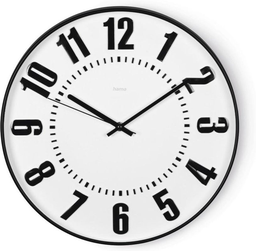 Hama Wanduhr Black Digits, analoge Quarz-Uhr in Weiß, geräuschlos, rund, Durchmesser: 35 cm - Bild 1