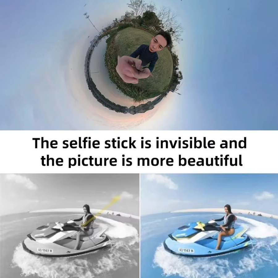 HONGDAK Carbon Fiber Einbeinstativ Extended Edition Unsichtbarer Selfie Stick in Schwarz für Insta360 X3 X2 und GoPro 9 10 11 12 - Bild 3