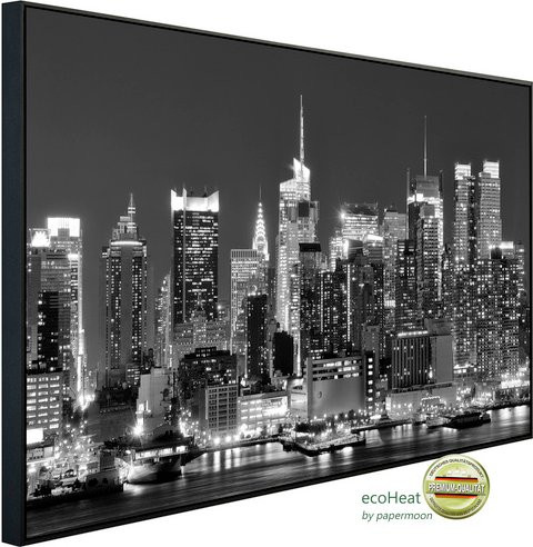 papermoon Infrarotheizung EcoHeat New York City Schwarz Weiss mit Matt-Effekt - Bild 1