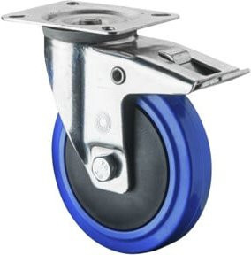 BS Transportrolle L420.B62.126 Lenkrolle mit Totalfeststeller in Blau und Schwarz mit Raddurchmesser 125 mm - Bild 1