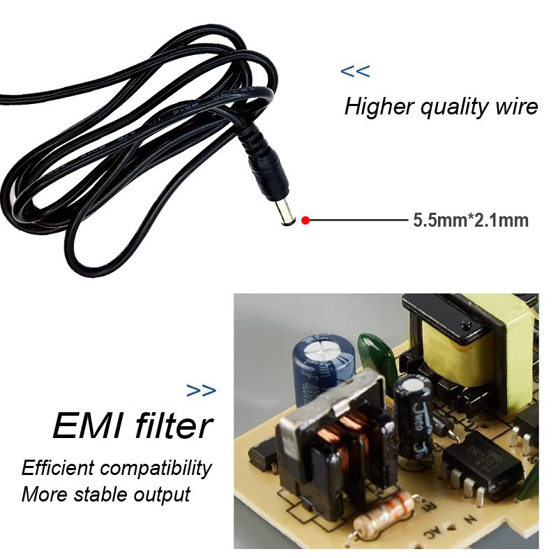 JIENUO 2er-Set Wasserdichtes DC12V 2A Netzteil mit EU-Stecker in Schwarz für CCTV Sicherheitskameras, NVR, DVR, Router und LED-Licht, Anschluss 5,5 x 2,1 mm - Bild 3
