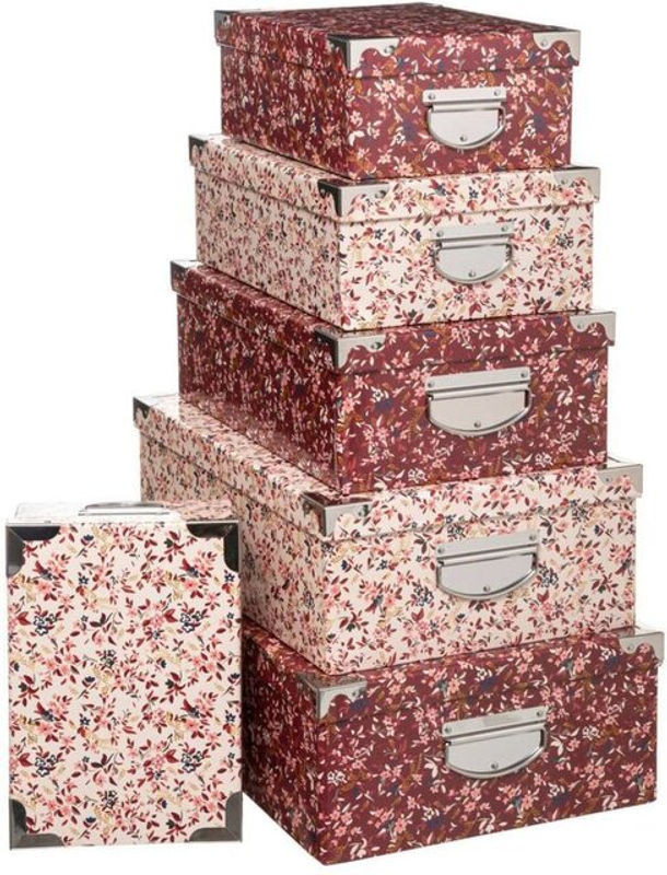 6 Delicatesse Schachteln mit floralem Design und Metallecken in Rosa von 5five - Bild 1