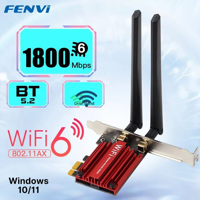 FENVI WiFi 6 AX1800 PCIe Netzwerkkarte mit Bluetooth 5.2, Dual Band 2,4 GHz/5 GHz für Desktop PC - Bild 1