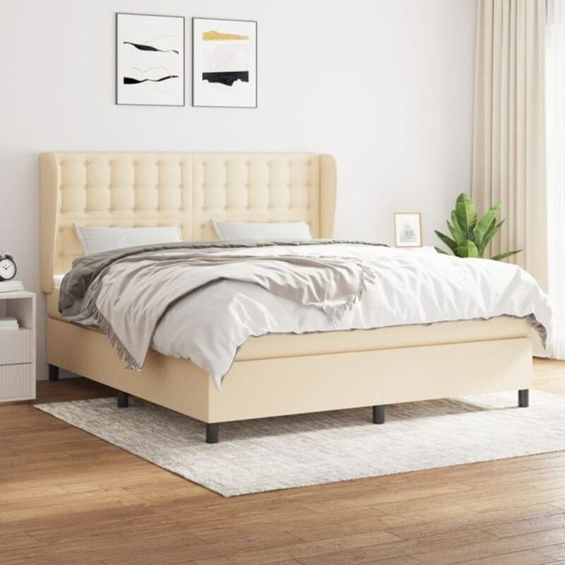vidaxl Boxspringbett mit Matratze in Beige aus Stoff und Holzwerkstoff B/T/H: 160 x 200 x 118 cm - Bild 1