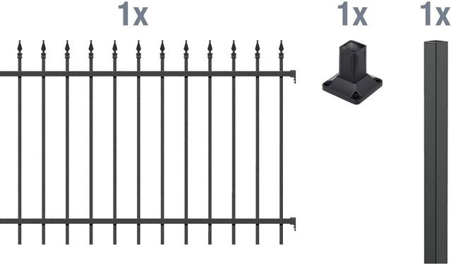 GAH ALBERTS Zaunelement Chaussee Aluminium zum Aufschrauben, Schwarz, B: 120 cm, H: 200 cm - Bild 1