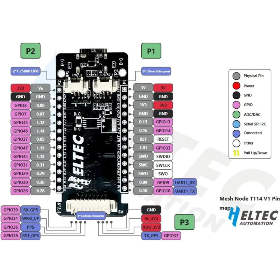 Heltec Mesh Node T114 Meshtastic Tracker Board mit nRF52840, SX1262 LoRaWAN und GPS in Schwarz inklusive 868/915 MHz Antenne - Bild 4