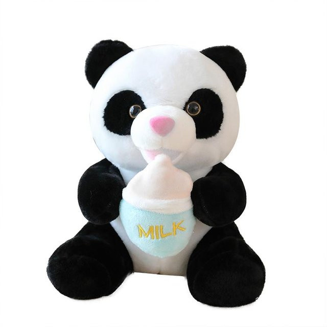 Kidsly Baby-Panda-Plüschtier, schwarz, mit Babyflasche, 30cm - Bild 1