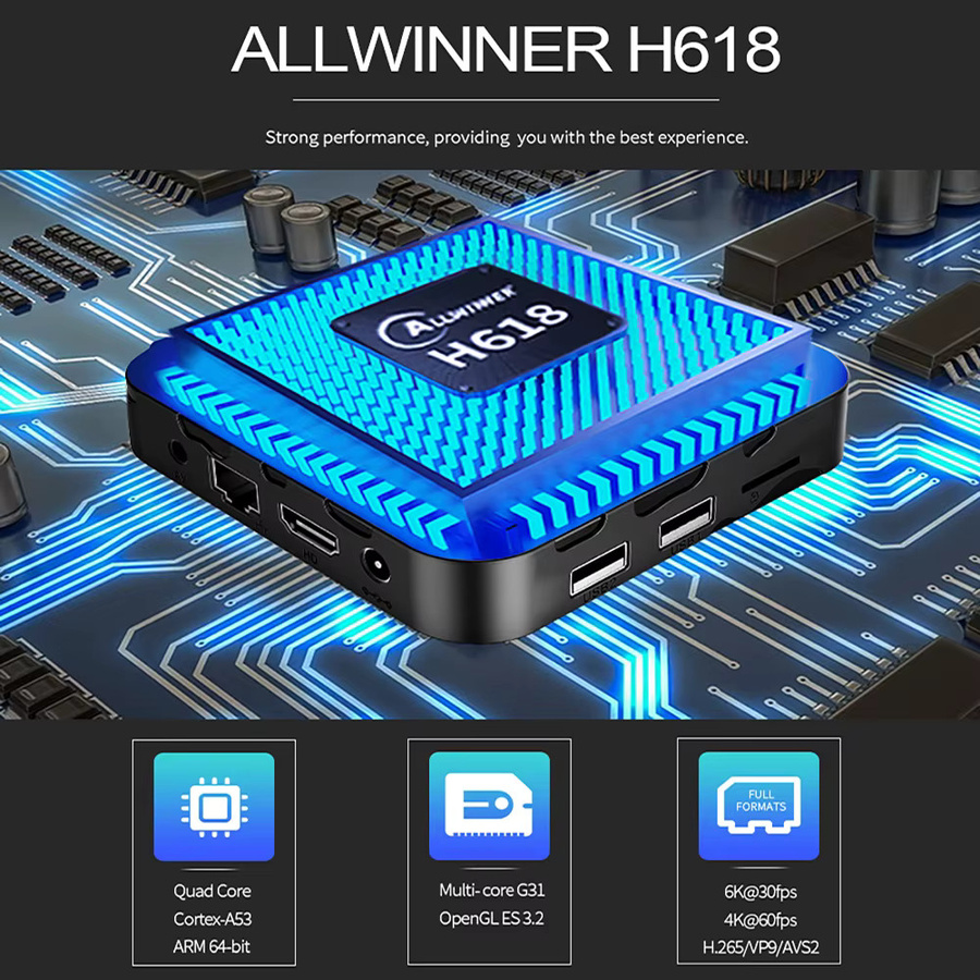 UOSU T95Max Smart TV Box mit Android 16, Allwinner H618 Prozessor, 8GB RAM, 256GB ROM, Dual WLAN, Bluetooth 5.4, Netflix und Google, 4K 8K HD Unterstützung, Schwarz - Bild 2