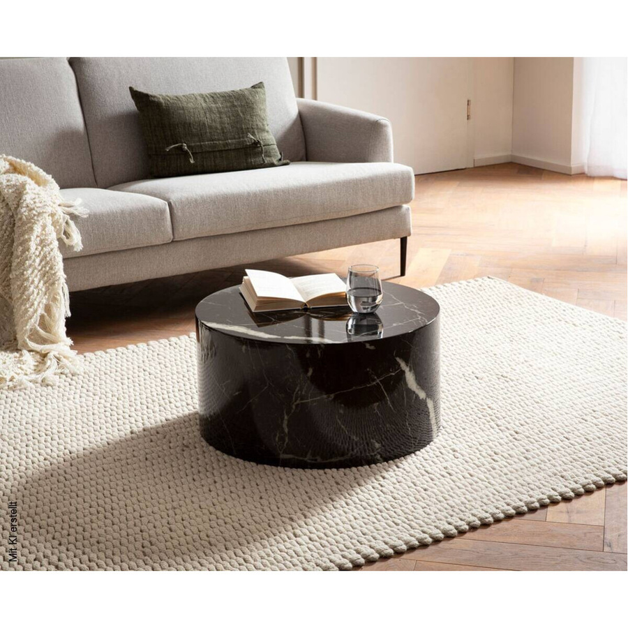 Wohnling Couchtisch MONOBLOC in Schwarz mit Marmor Optik, runder Wohnzimmertisch, B/T/H: 60 x 60 x 30 cm - Bild 4