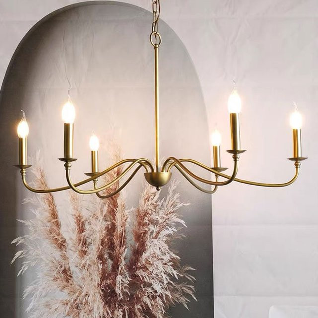 Vikotou Industrielle Pendelleuchte in Gold/Messing, verstellbare Hängelampe mit E14 Fassung für Esszimmer, Küche, Flur oder Schlafzimmer - Bild 1