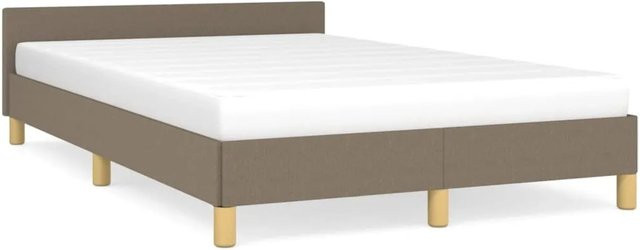 vidaXL Bettgestell mit Kopfteil aus Stoff in Taupe, B/T: 120 x 200 cm - Bild 1