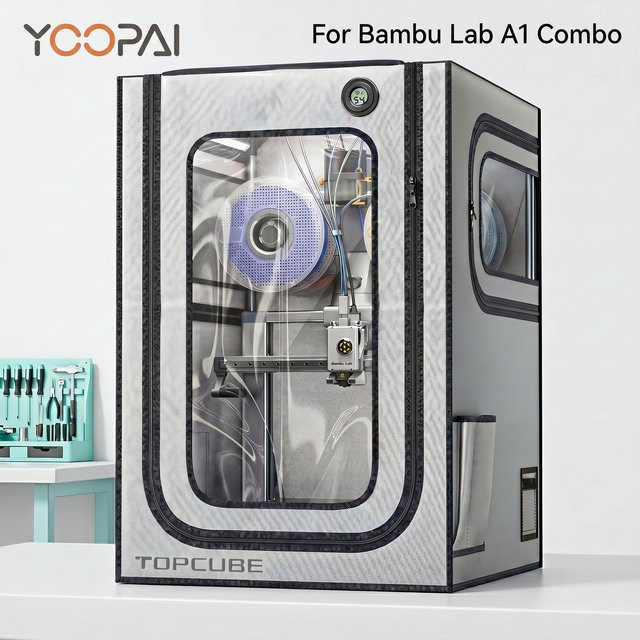 YOOPAI 3D-Drucker-Gehäuse für Bambu Lab A1 und A1 Mini Combo, wasserdicht und geräuschreduzierend mit LED-Licht, Schwarz - Bild 1