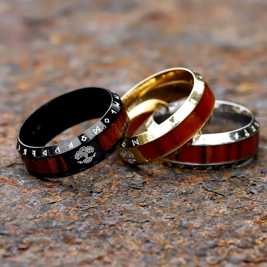 Ring Viking Baum des Lebens, Edelstahl, Herren, Vintage - Bild 1