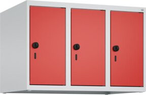 C+P Aufsatzschrank 7035 mit 3 Abteilen und Sicherheits-Drehriegel, Farbe: Front RAL 3020 Verkehrsrot und Korpus Grau, B/T/H: 50 x 75 x 50 cm - Bild 1