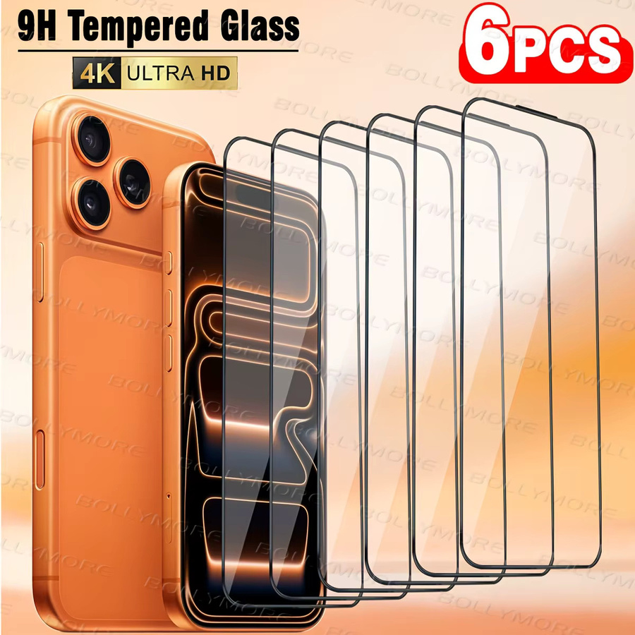 BOLLYMORE Panzerglasfolie Set mit Vollbildabdeckung für iPhone 17 Pro Max, 16, 15, 14, 13, 12, 11 Pro Max, XR, X in Transparent, 6 Stück - Bild 5
