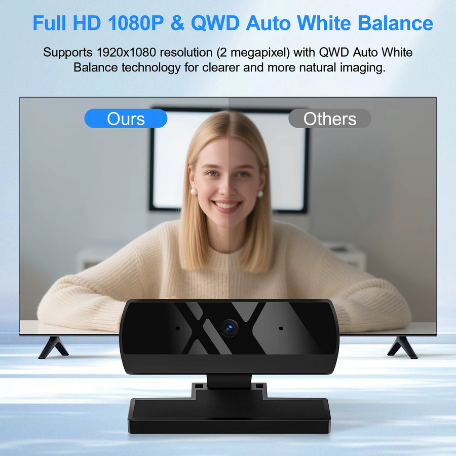 Kebidumei Full HD 1080P Webkamera mit Mikrofon und Autofokus in Schwarz für Live-Streaming, Videoanrufe und Konferenzen via USB-A - Bild 4