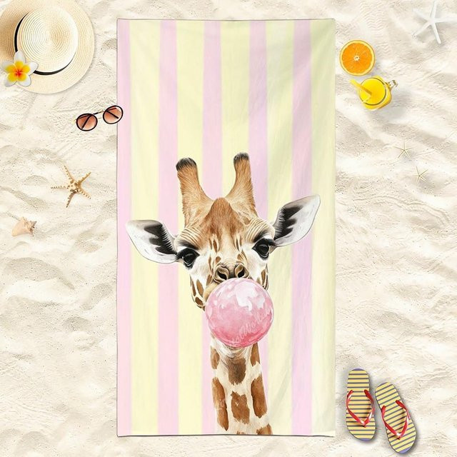 JMG Household Supplies Strandtuch mit Tierprint in Rosa, weiches und saugfähiges Mikrofaserhandtuch für den Sommer, B/H: 70 x 150 cm - Bild 1