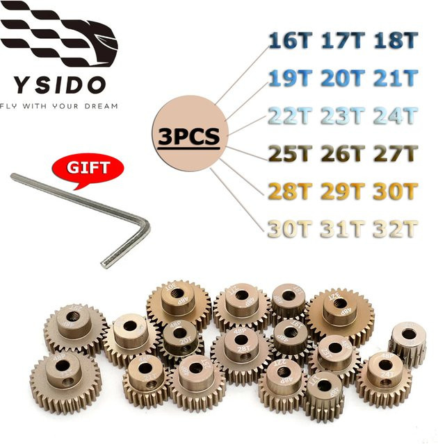 YSIDO Metall Ritzel Motor Getriebe, 3-teiliges Set, 16T-32T, 3,175mm Welle - Bild 1