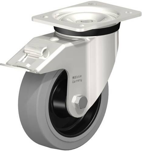 Blickle Lenkrolle LKX-POEV 160XR-FI-SG mit Feststeller, Edelstahl, Schwarz-Grau, Rad-Durchmesser: 16 cm, Tragfähigkeit: 400 kg - Bild 1