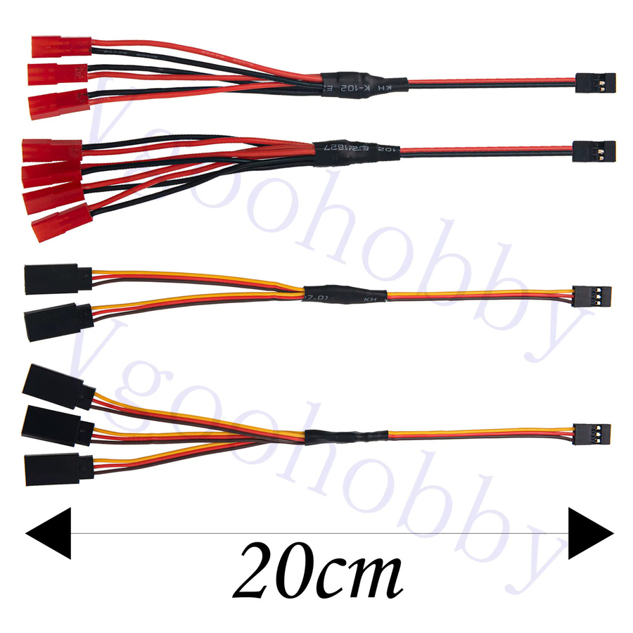4er Set JR Stecker auf JST Buchse Y Splitter Kabel, Parallel Verlängerungskabel für JR Servo Adapter - Bild 3
