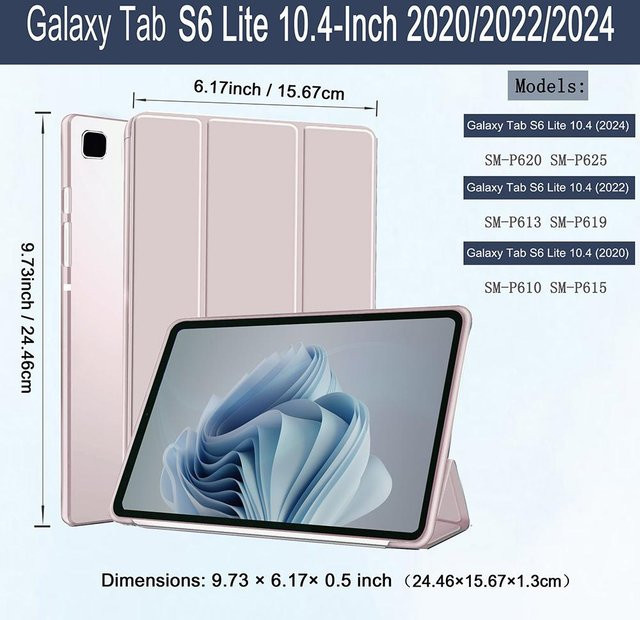 Samsung Galaxy Tab S6 Lite 10,4'' Hülle mit magnetischem Faltständer und weicher Rückseite in Rosa - Bild 1