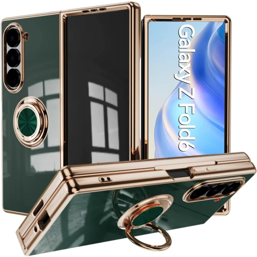 Stoßfeste Silikon-Schutzhülle mit Magnetring und Ständer für Samsung Galaxy Z Fold 8 Ultra, 7, 6, 5, 4 in Schwarz - Bild 5