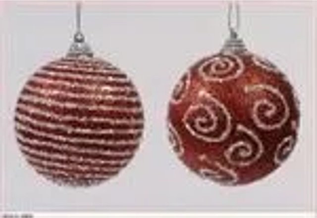 Kaemingk Weihnachtskugeln aus Foam mit Glitter in Rot, 2er Set - Bild 1