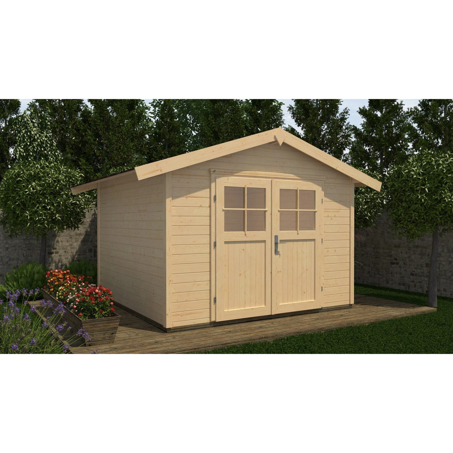 WEKA Gartenhaus 122 Gr.2 aus Fichtenholz mit Satteldach in Beige, B/H/T: 285 x 237 x 235 cm - Bild 2
