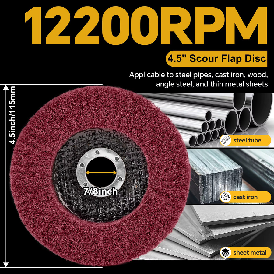 NuoDunco 8 Stück Nylon-Faser-Fächerscheiben aus Vlies für Winkelschleifer, Abrasive Polierscheiben für Holz und Metall, Durchmesser: 11,5 cm - Bild 2