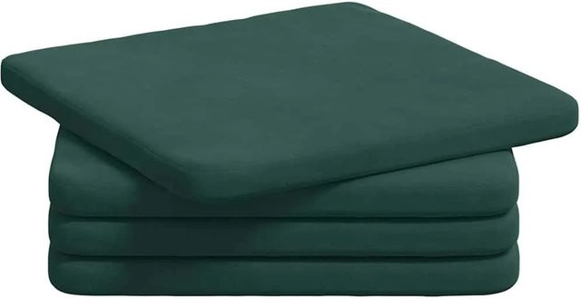 vidaXL Sitzkissen Set 4 Stück aus Samt in Dunkelgrün mit ergonomischem Schaumstoff und abnehmbarem Bezug, B/T/H: 40 x 40 x 3 cm - Bild 1